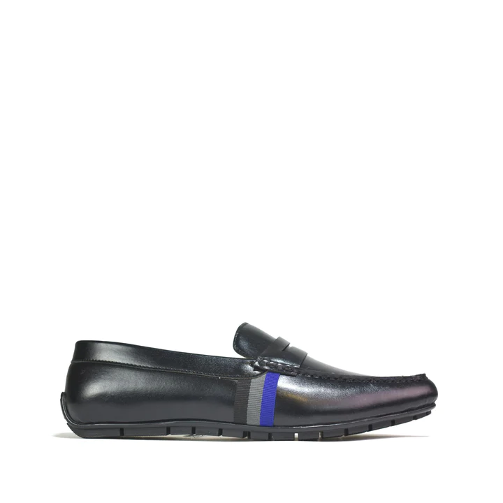 Mens Driving Suede Loafers Black Shine