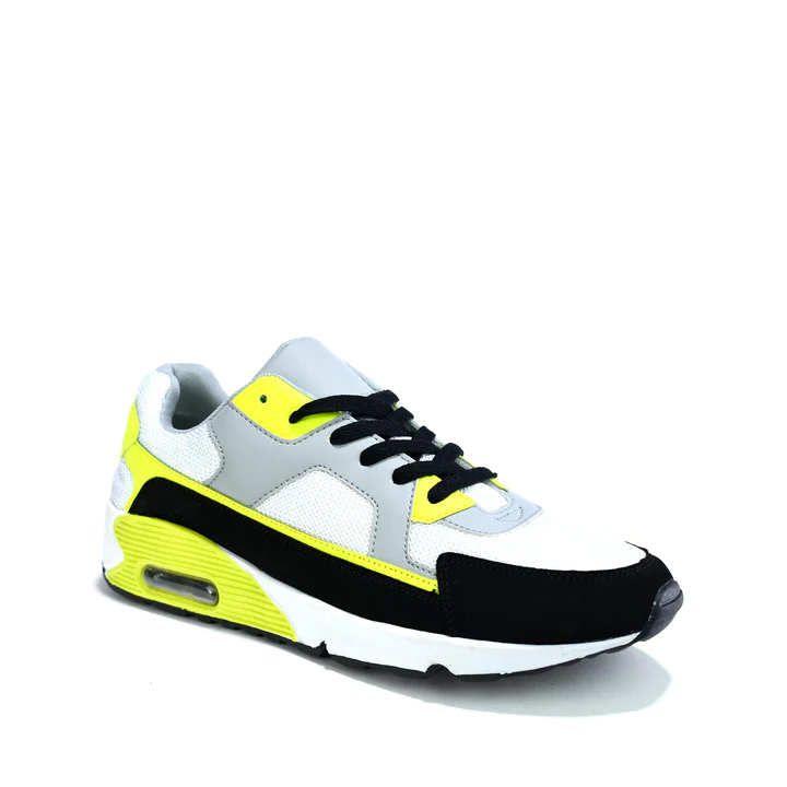 Mens Lace Up Trainers Gym Sneaker Yellow / Grey