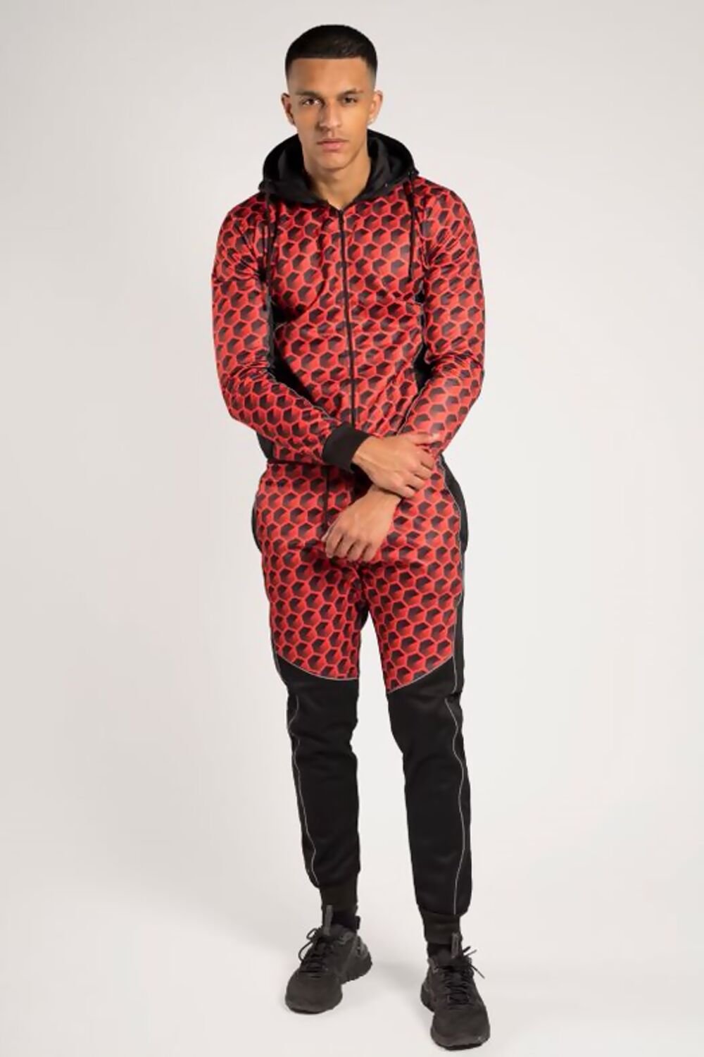MENS OMBRE GRADIENT COLOURED TRACKSUIT RED
