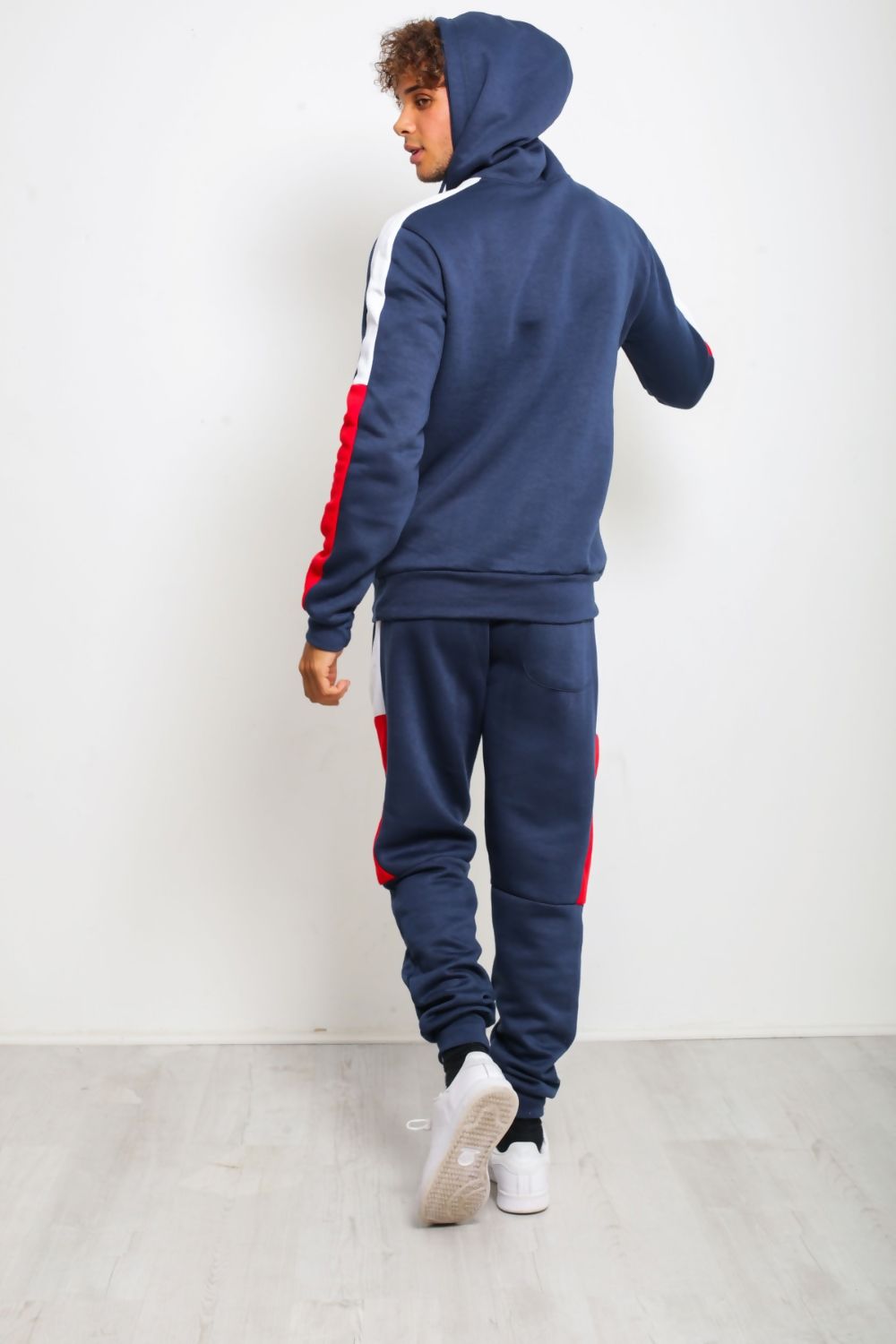 MENS STRIPE TRACKSUIT NAVY WITH RED AND WHITE