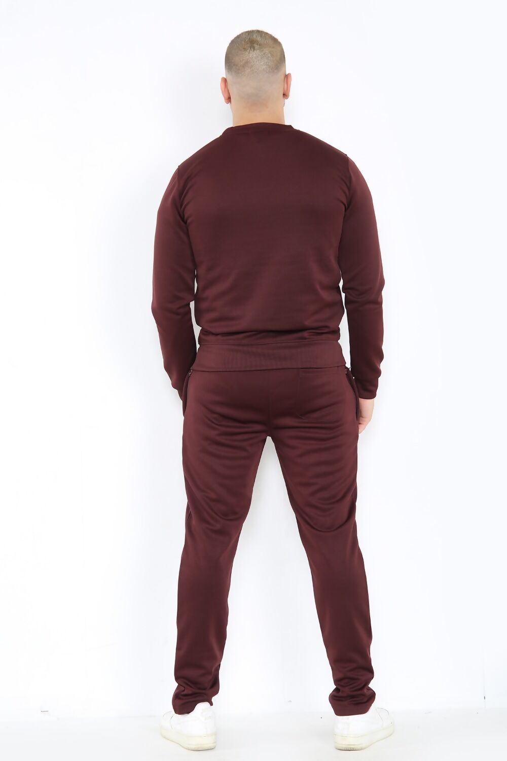 MENS BASIC CREW PULLOVER TRACKSUIT BROWN