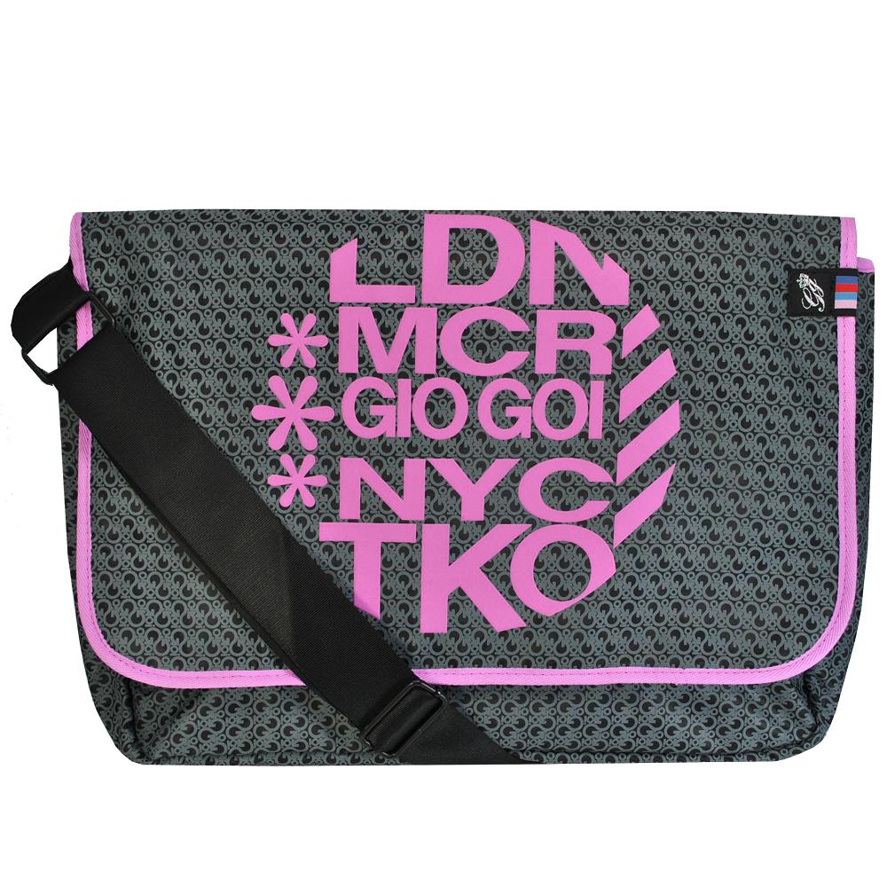 Cross Body Messenger Laptop Bag - Black/Pink
